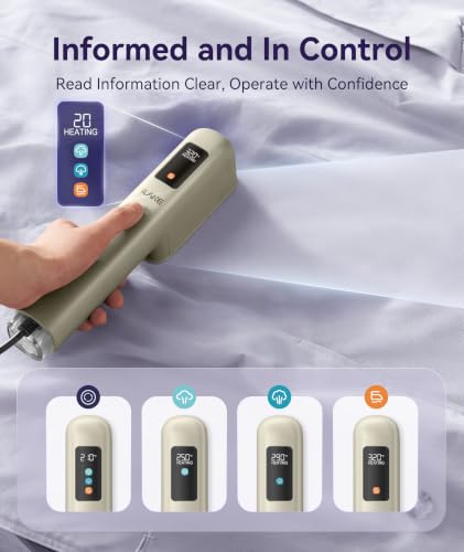 Travel Handheld Garment Steamer & Iron 2-in-1 with Digital Display - Gold