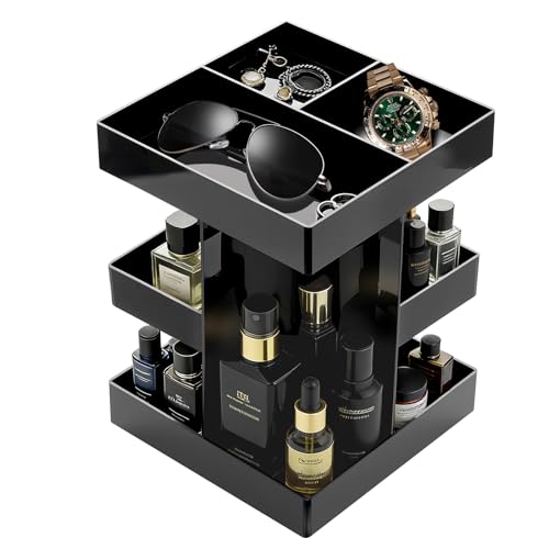 Cologne Organizer for Men 3 Tier Acrylic Perfume Holder Cologne Stand with Rotate Waterproof Perfume Shelf,Gifts for Dad From Wife,Husband Boyfriend Birthday Gift Ideas,Valentine's Day Gifts for Men