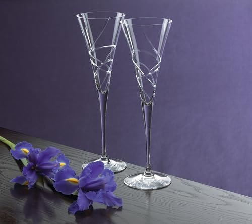 Lenox Adorn Crystal Champagne Flutes Set of 2, 7oz Toasting Glasses, Wedding Gift