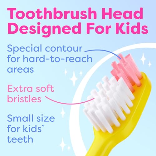 Kids Toothbrush 8 Pack - Soft Contoured Bristles, Child Size, Multi-Color with Suction Cup - Girl & Boy Set (3-10 Years)