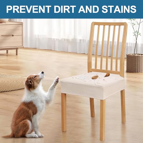 Smiry Waterproof Beige Dining Chair Seat Covers Set of 8