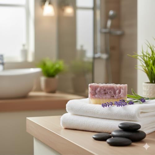 Lavender Moon Violet Clay and Lavender Bar Soap Handcrafted Scented Cleansing Soap for Daily Bath and Shower Use with Floral Aroma 80g