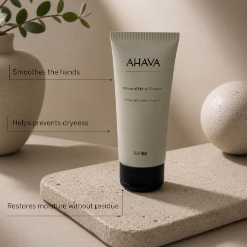 AHAVA Men's Mineral Hand Cream - Nourishing, Fast-Absorbing, 3.4 Fl Oz