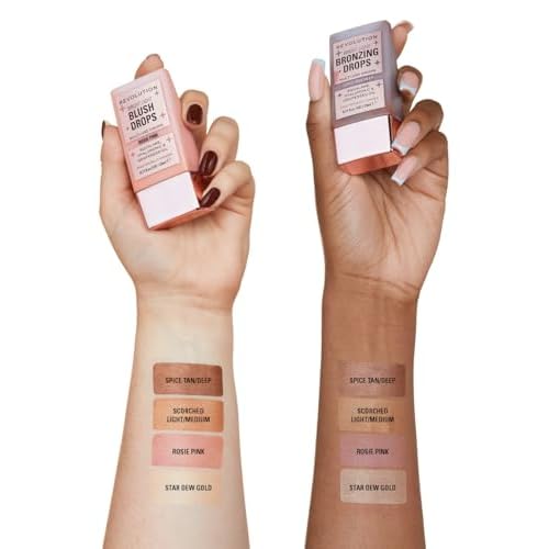 Revolution Beauty London, Bright Light Glow Blush Drops, Builable Liquid Blush for Face, Infused with Hyaluronic Acid, Vegan & Cruelty-Free, Pink Rosie, 0.77 fl oz