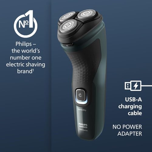 Philips Norelco Shaver 2600 Series, Wet and Dry Electric Shaver, Pop-up Trimmer, P-Cap, Travel Pouch, Dark Forest Green, Model X3052/91