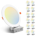 Amico 12 Pack 8-Inch White LED Recessed Canless Downlights with 5 CCT Options