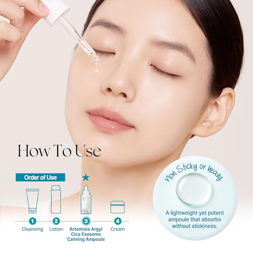 Artemisia Argyi Cica Exosome Calming Ampoule, 1.05 oz, Soothing Serum for Sensitive Skin