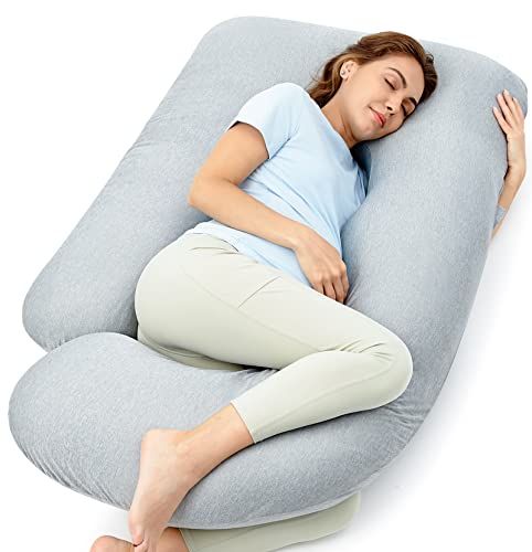 Momcozy Cooling Pregnancy Pillow U Shape Full Body Maternity Pillow - Grey