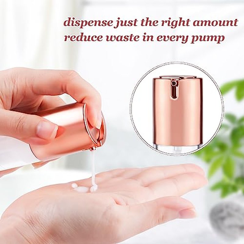 5 Pack Airless Pump Bottles Empty Cosmetic Cream Pump Bottle Travel Vacuum Bottle Refillable Cosmetic Containers Makeup Pump Dispenser for Lotion Cream Serum and More (15ml)