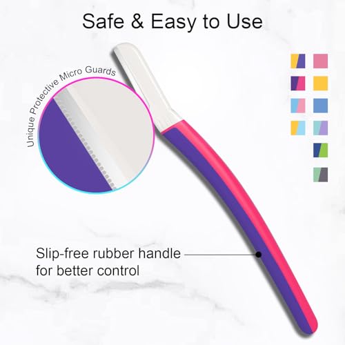 Dermaplane Razor for Women Face, Eyebrow Razor, Face Razors for Women Dermaplaning, Peach Fuzz Remover, Gentle Exfoliation & Facial Hair Removal, Travel Essentials, (12 pcs, Fuchsia)