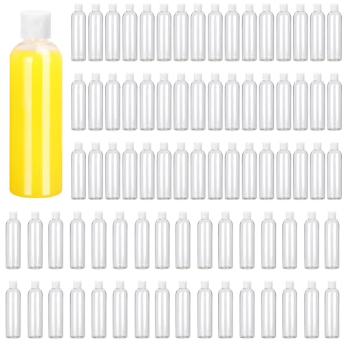 100 Pack 4 oz Clear Refillable Plastic Squeeze Bottles with Flip Caps – Travel-Size Personal Care & Lotion Containers