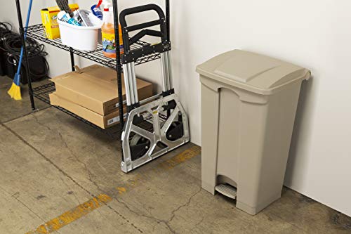 Plastic Step-On Trash Can with Foot Pedal 17 Gallon - Tan