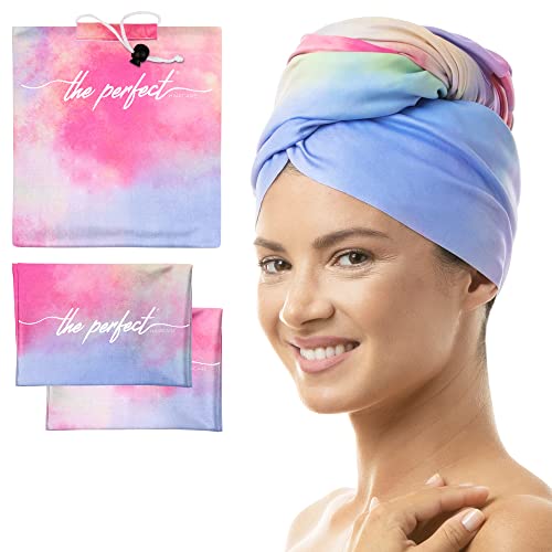Watercolor Tie Dye Microfiber Hair Plopping Towel Set – Anti-Frizz & Fast Drying
