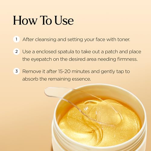 Gold Eye Patches for Dark Circles & Puffiness - 60 Pairs, Hydrating & Anti-Aging
