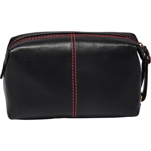 Leather Travel Kit Toiletry Bag - 8x4.75x4 Black Wild Card Collection