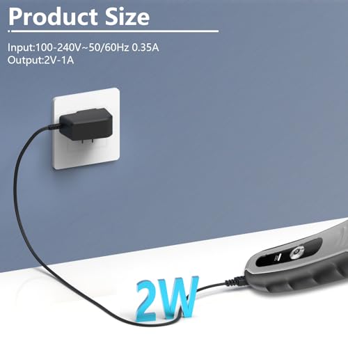 Replacement Charger Compatible with Wahl 5 Star Super Close Shaver 8061-100 8061 8786-1001 8163 97617-100 Wahl Bump-Free Shaver 7060 7339 2V Power Cord Compatible with Wahl ARCO Pet Clipper
