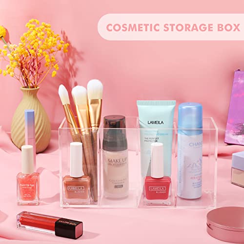 2 Pack Acrylic Makeup & Lash Organizer with Lid - 4 Compartments, Dustproof Storage - Variation 2