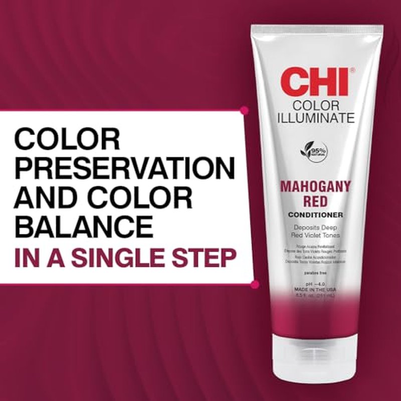 CHI Color Illuminate Conditioner,Helps Maintain Fresh Color In Natural & Color-treated Hair,Sulfate,Paraben,& Cruelty-Free,Mahogany Red,8.5 Oz,(Pack of 2)