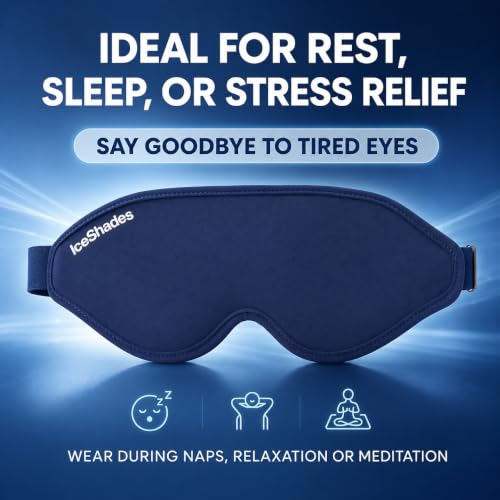 IceShades Cooling Gel Eye Mask for Migraines & Hangover Relief - Blue - Dual Hot & Cold Therapy