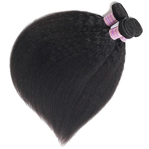 Kinky Straight Human Hair Extensions 12 Inch Natural Black - 1 Bundle