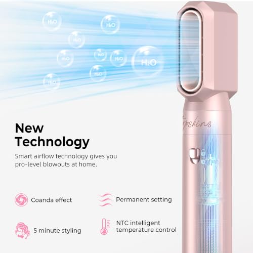Pink 6-in-1 Blow Dryer Brush Hot Air Styler with Auto-Wrap Curlers