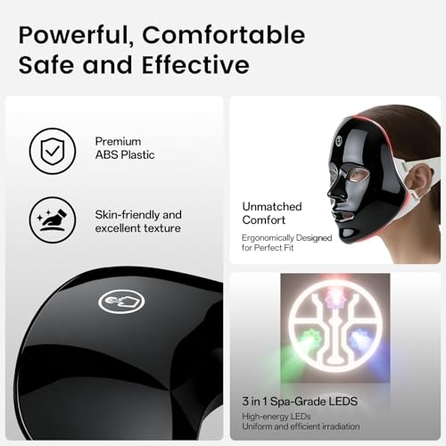 SUERBEATY Red Light Therapy Face Mask with 90 LEDs & 7 Modes