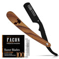 Fac?n Straight Razors for Men - Professional Barber Straight Edge Razor Kit with 100 Blades, Wooden Stainless Steel Barbero Shaver for a Smooth & Precise Shave, Premium Barber Razor for Men's Shaving
