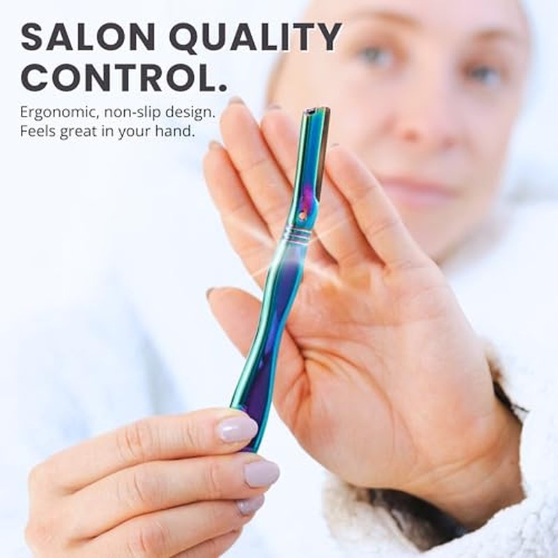 Jungle Culture Dermaplaning Tool ? Facial Razor for Women with 5 Refill Blades ? Reusable Eyebrow Shaper & Exfoliator ? Rainbow