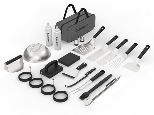 24-Piece Griddle Utensil Set with Storage Tote - Stainless Steel BBQ & Flat Top Grill Accessories