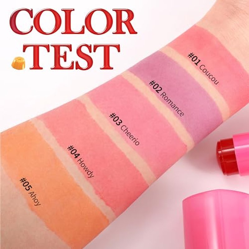 3-In-1 Multi-Use Blush Cream Blush Stick for Eyes, Cheeks & Lips, Hydrating & Bouncy Jelly Texture, Blends Perfect, Long Lasting Waterproof (03, s)