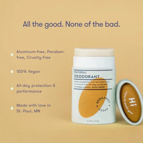 Natural Deodorant Pack - Bergamot & Cedar, Plastic-Free, Aluminum-Free, 2.25 oz, 3 Pack