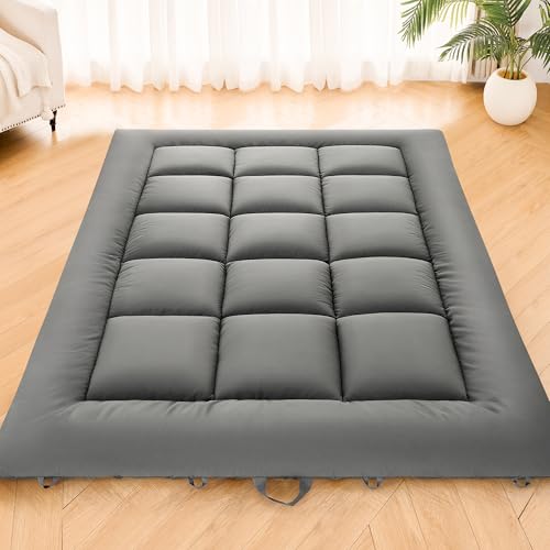 DOWNSTORIA 3-Inch Foldable Japanese Floor Mattress Grey Full Size Portable Futon