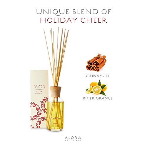 Holiday Reed Diffuser with Cinnamon & Orange Scent - 8 oz Long-Lasting Home Fragrance