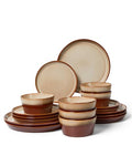 Ceramic Dinnerware Set for 6 - 18 Pieces, Plates & Bowls, Hand-Glazed