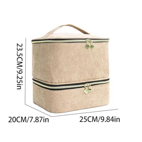 Nail Polish Organizer Bag Nail Kit Organizer Holds 30 Bottles and 1 Nail Lamp Double-layer Nail Polish Carrying Case Nail Art Tote Bag Khaki