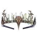 Green Fairy Crystal Crown Tiara - Handmade Raw Quartz Headpiece, Green-Bronze Variation