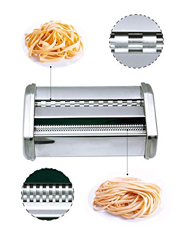 Electric Pasta Maker Machine with Motor & Hand Crank, Ravioli Roller, Adjustable Thickness