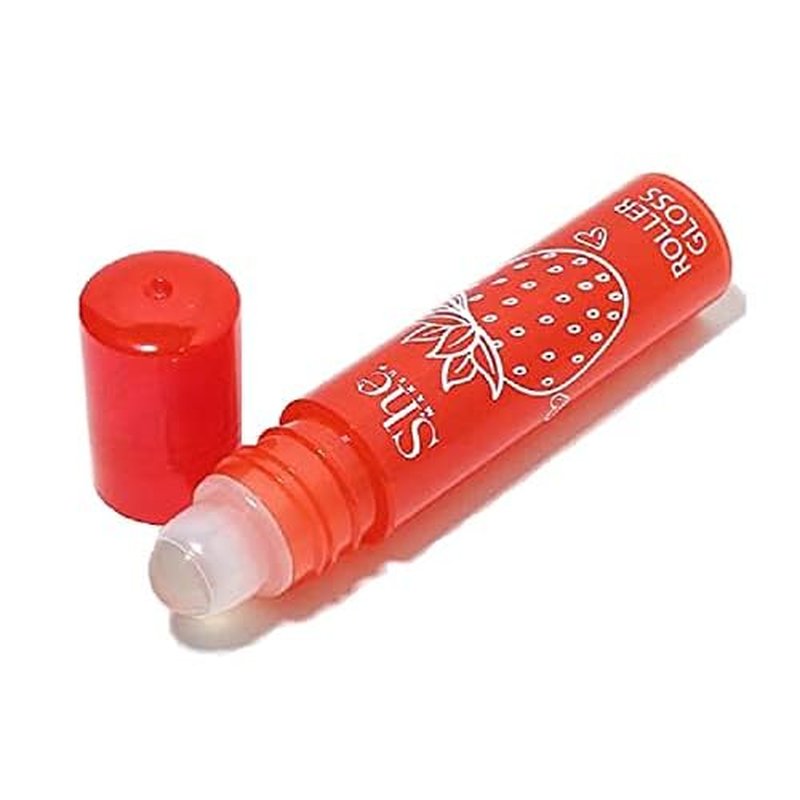 Fruity-Pop Roller Gloss by S.he Makeup; Smooth Glass Like Shine Lip Glosses, Complete Set of All 6 Flavor Scents 0.22oz 6.3g Clear