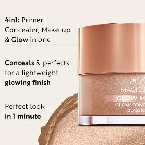 Glow Make-up Mousse Classic Glow 1.01 Fl.oz. - Radiant 4-in-1 Primer, Foundation & Highlighter