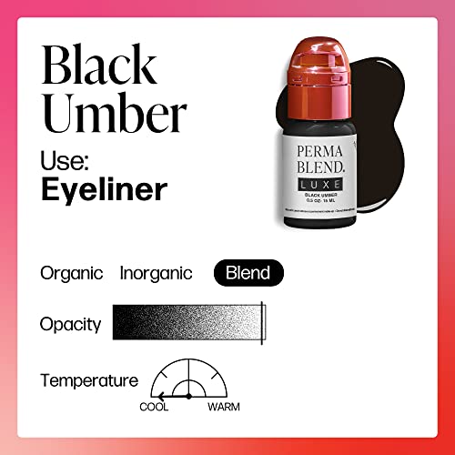 Perma Blend Luxe Black Umber Microblading & Eyeliner Tattoo Ink - Vegan, 0.5 oz
