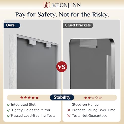 Keonjinn 32 Inch x 24 Inch Brushed Nickel Bathroom Mirror - Over Sink Aluminum Frame