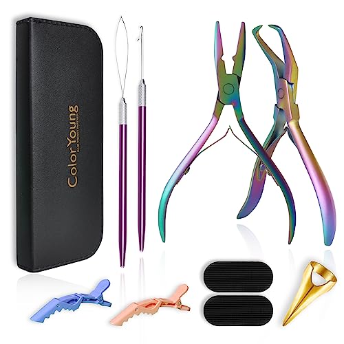 Rainbow Hair Extension Beading Tool Kit for Micro & Pre-Bonded Extensions