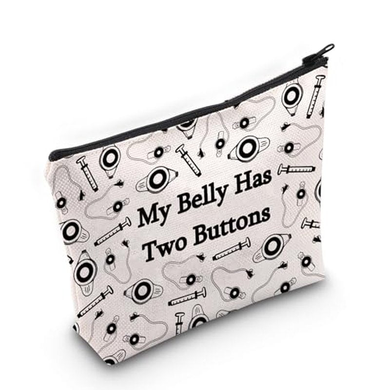 JXGZSO G tube Cosmetic Pouch Feeding Tube Awareness Gifts My Belly Has Two Buttons Makeup Bag After Surgery Recovery Gifts G tubes Gift