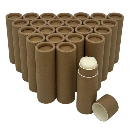 GreenWay 0.15oz Refillable Kraft Lip Balm Tubes - 25 Brown Pack, Eco-Friendly