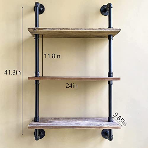 Brown 3-Tier Industrial Pipe Shelving Over Toilet Wall Storage Rustic Farmhouse