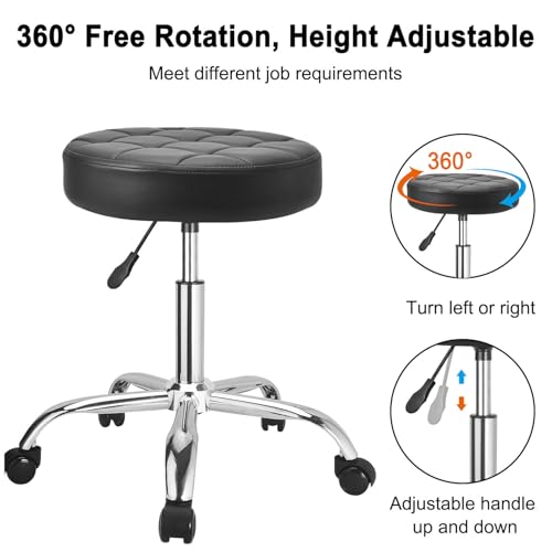 JOSTZHXIN Rolling Stool PU Leather Swivel Stools Height Adjustable, Drafting Work SPA Task Chair with Wheels, Home Office Salon Stool Chair (Style 4)