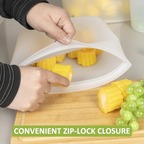 Annaklin 16 Pack Translucent Silicone Reusable Food Storage Bags XL to XS