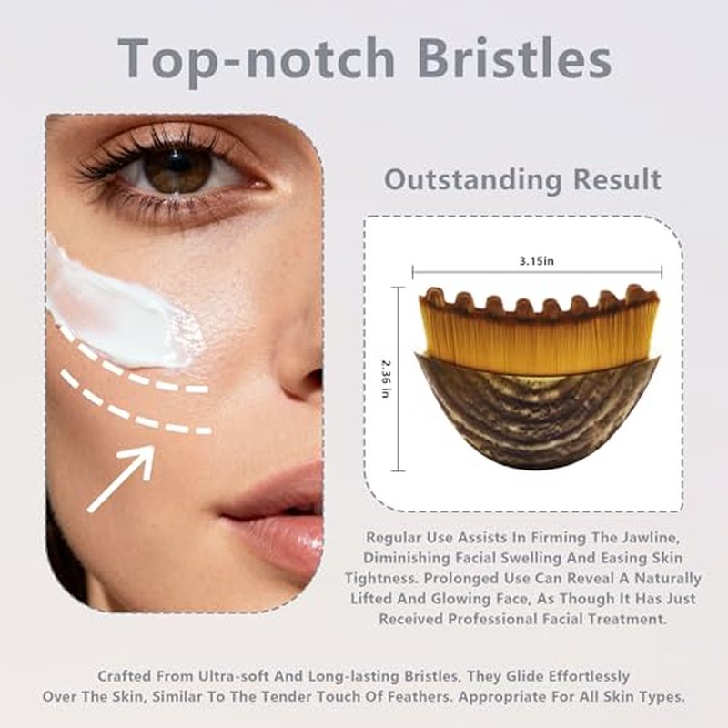 2 PCS Lymphatic Contour Face Brush ? Lymphatic Drainage Massager for Face, Chin & Jawline Sculpting, Anti-Puffiness Dry Brushing Tool with Ergonomic Design & Soft Bristles for All Skin Types