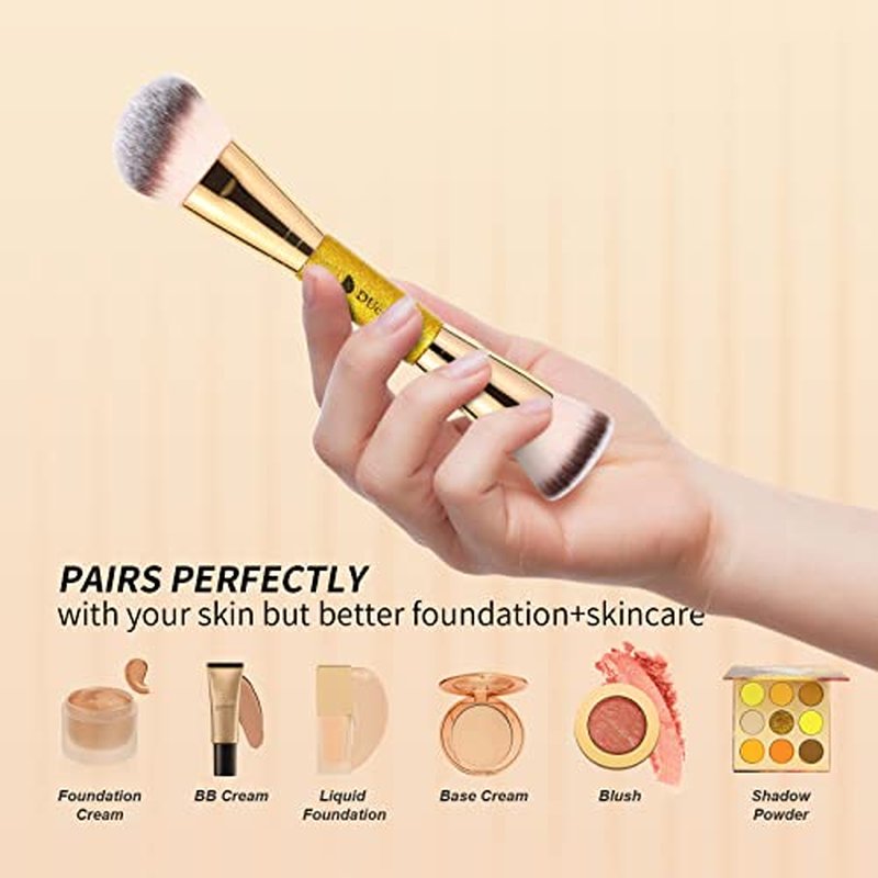 DUcare Gold Foundation, Concealer & Blusher Brush Set - Soft Synthetic Bristles - Angled Flat, Concealer, Blusher - Face Makeup Brush Set