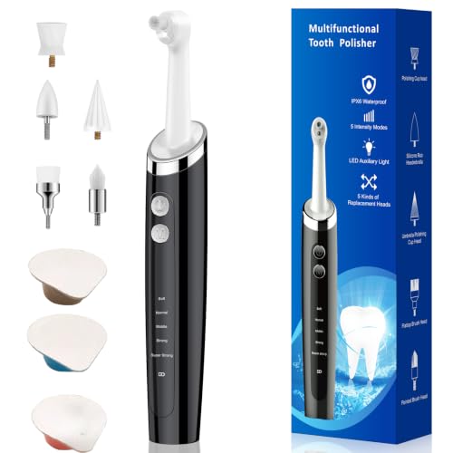 Pelzzle White Electric Tooth Polisher with 5 Modes & 3 Pastes for Daily Teeth Cleaning